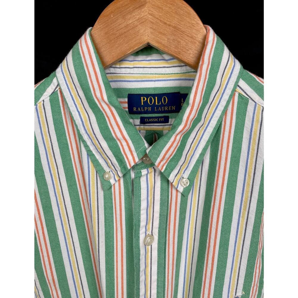 Polo Ralph Lauren Classic Fit Green Multi Stripe Button Down Shirt L